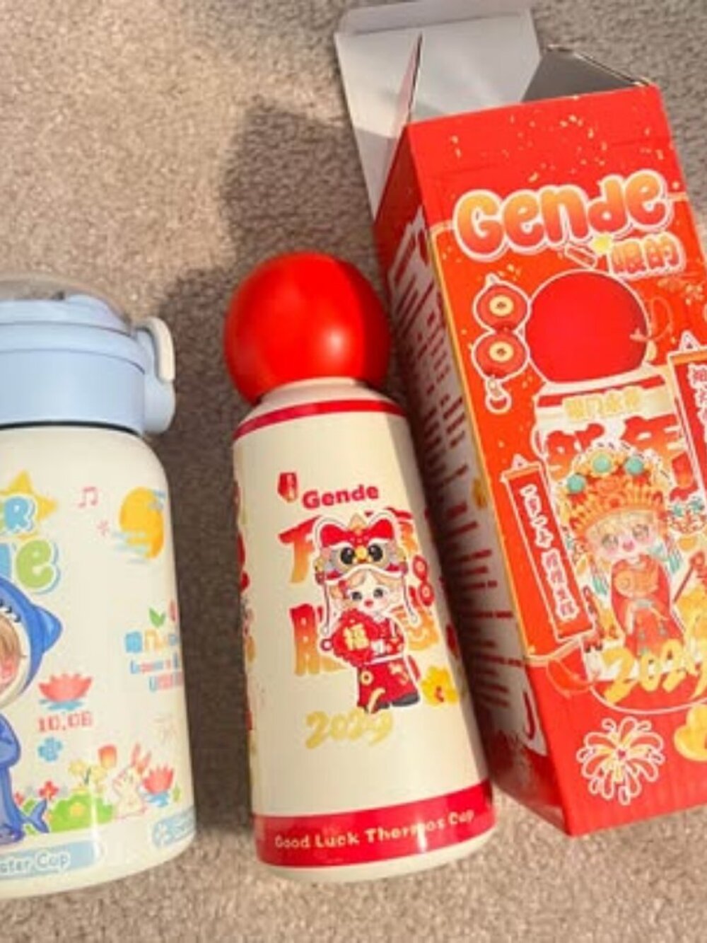 Chinese New Year Insulated Cups Water Bottles Cute Traditional Design
